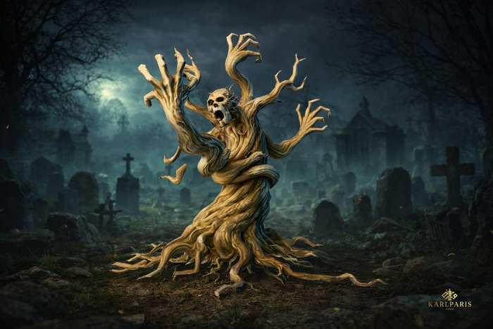 Wailing Root Wraith – Dark Fantasy Tree Spirit