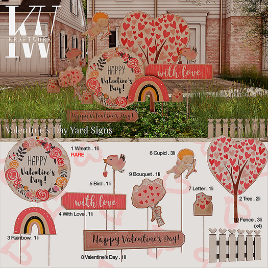 2 KraftWork Valentine's Day Yard Signs . Tree