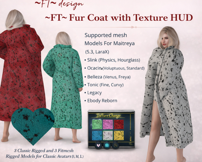 ~FT~ Fur Coat with 6 Texture HUD 