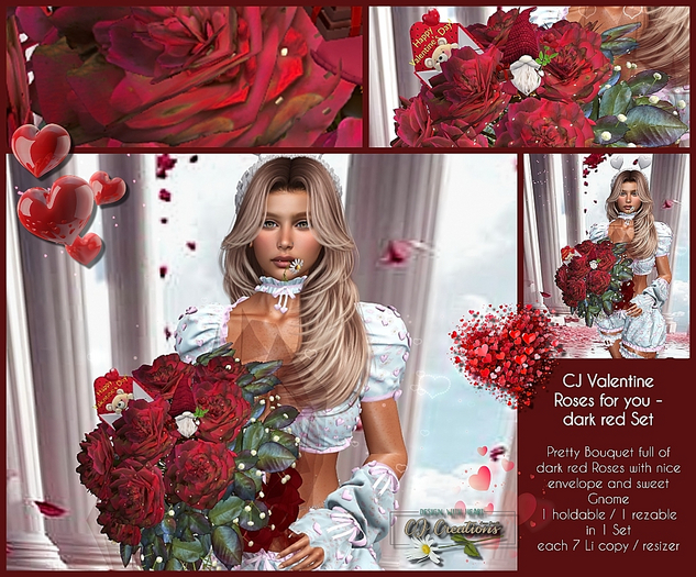 CJ Valentine Roses for you - dark red Set
