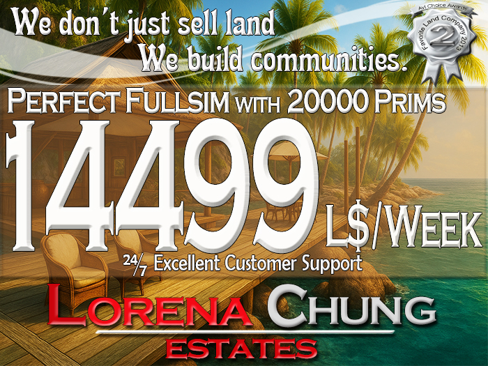 Perfect Full Sim w/20k prim 14499L$/week