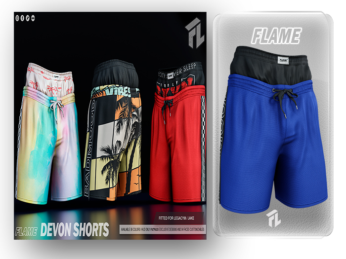 Flame Devon Shorts Blue
