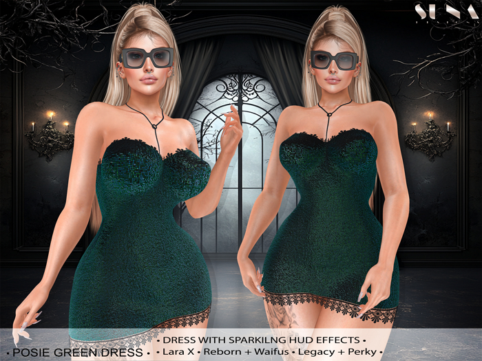 S-Posie dress black-green