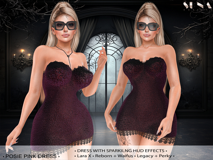 S-Posie dress black-pink