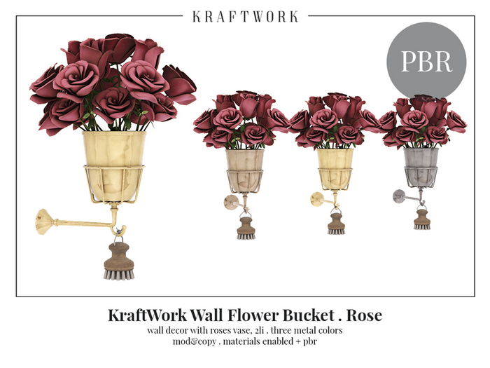 KraftWork Wall Flower Bucket . Rose (Add Me)