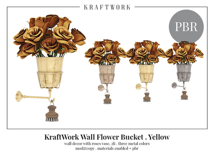 KraftWork Wall Flower Bucket . Yellow (Add Me)