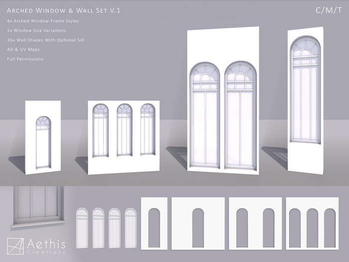 [AC] Arched Window & Wall Set V.1 - Full Permissions