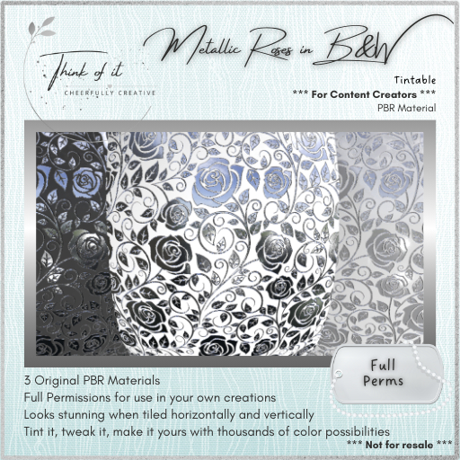 {ToI} Material - Metallic Roses in B&W - Full Perms