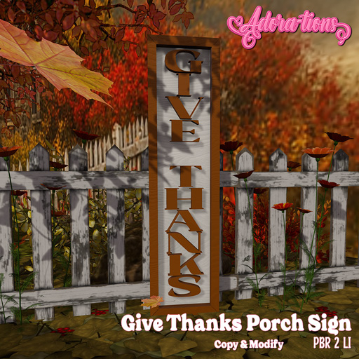 Adora-tions - Give Thanks Porch Sign