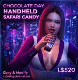 Chocolate Day Handheld Safari Candy with Eating Animation – Copy & Modify Treat Prop for Second Life