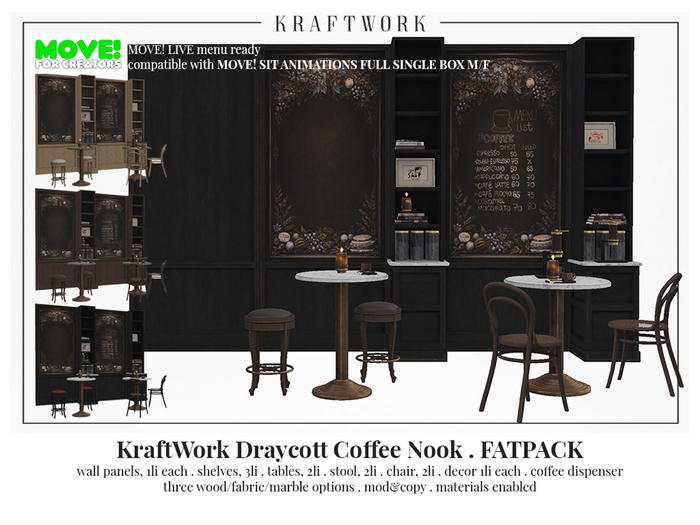 KraftWork Draycott Coffee Nook . FATPACK (Add Me)