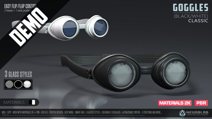 *DEMO* GOGGLES CLASSIC (BLACK/WHITE + PBR) [Neurolab Inc.]