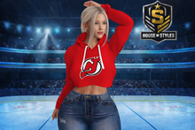 New Jersey Devils Ladies Crop Hoodie (Red)