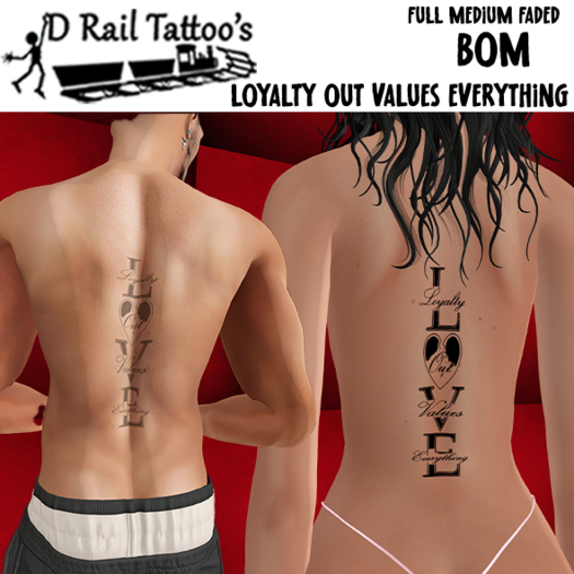 LOVE Family Back Tattoo – BOM Layers Included