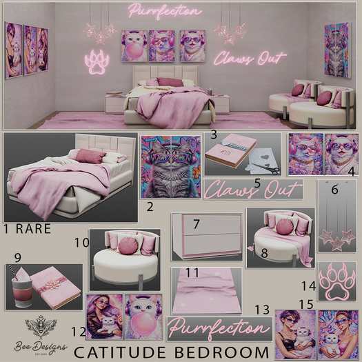 01 Bee Designs Catitude Bedroom RARE