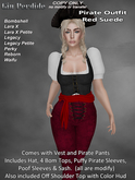 Female Pirate Outfit Red Suede