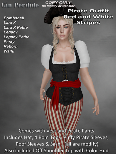 Female Pirate Outfit Red & White