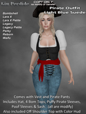 Female Pirate Outfit Light Blue Suede