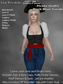 Female Pirate Outfit Dark Blue Suede