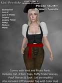 Female Pirate Outfit Brown Suede 