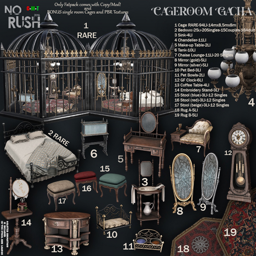 02 Bed - Cageroom Gacha - [NORUSH] RARE