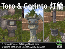 PBR Gorinto & Toro Set Japanese Garden Ornaments with moss.