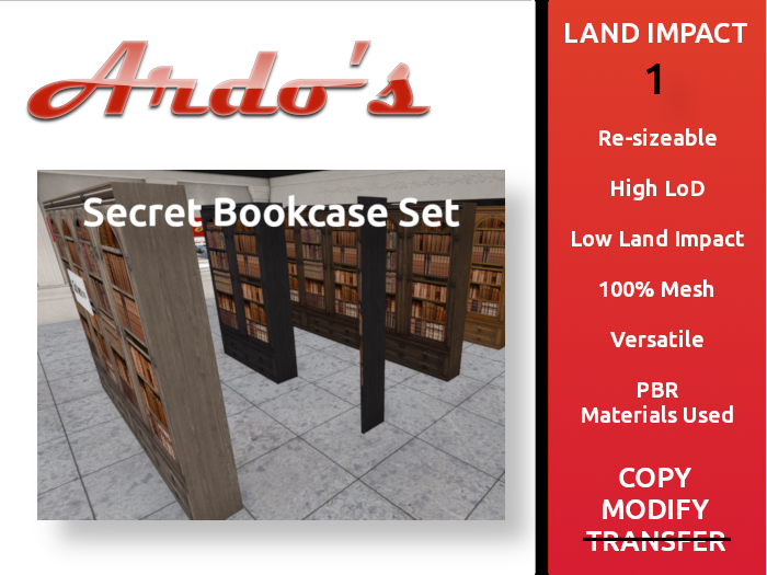 Ardo's Secret Bookcase Set v1.0 (BOXED)