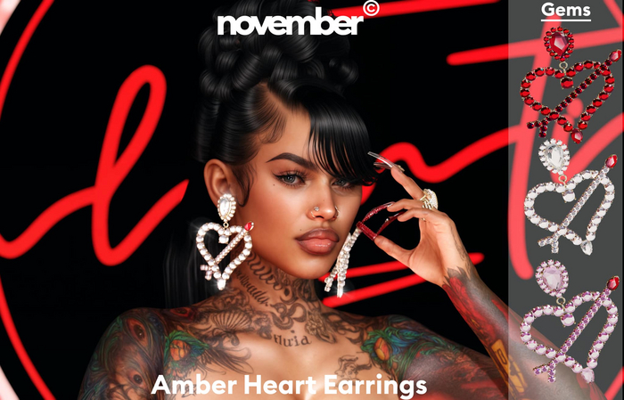 Nov-Amber Heart Earrings  (FP)