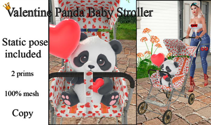 Valentine Panda Baby Stroller
