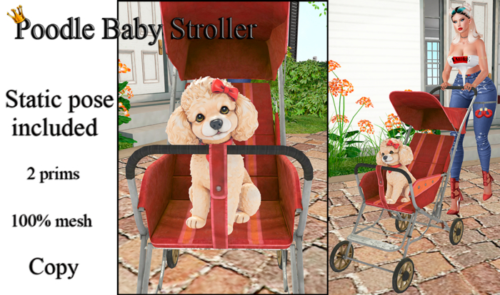 Poodle Baby Stroller - Luxury Pet Transport (Static pose)