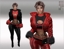SET Leather Jacket,Top,Sleeves,Pants 44x black/red Color HUD
