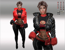 SET Leather Jacket,Top,Sleeves,Pants 44x gloss red/black HUD