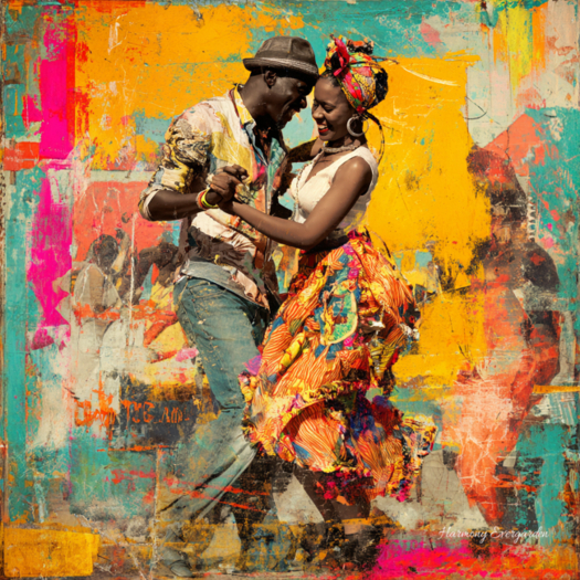 Caribbean Dancers  -//DRUM Wall Art (BOX)