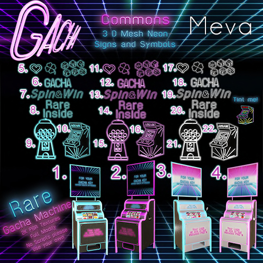 21.Meva Neon White Gacha Machine Sign