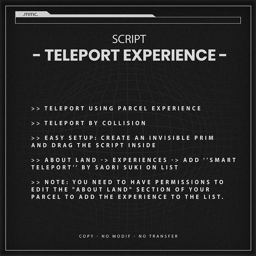 MMC - Teleport Experience Script