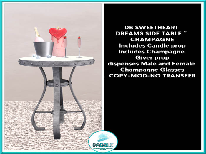 DB SWEETHEART DREAMS SIDE TABLE ~ CHAMPAGNE  add me