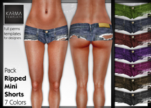 Karma Template - TGA - Pack Ripped Mini Shorts Jeans 7 Colors