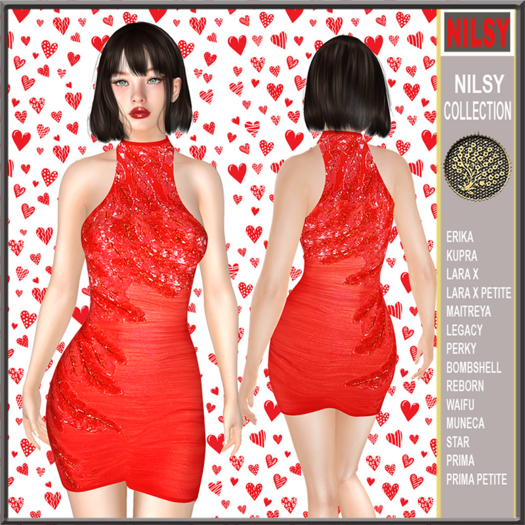 RED FEATHERED HALTER NECK DRESS