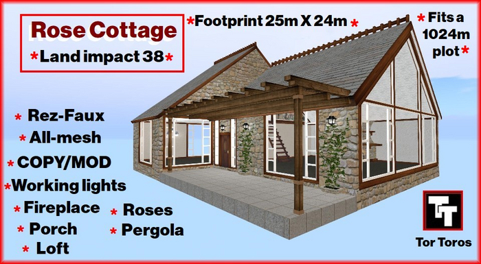 Rose Cottage (Boxed) 38Li  LOW PRIM HOUSE