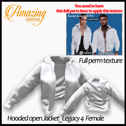 AmAzInG C.Full Perm Texture Hooded open Jacket_reborn 4 Female