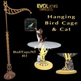 Hanging Bird Cage, Cat & Table