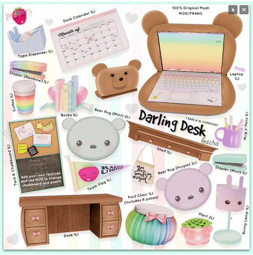 [RI] Darling Desk - Bear Rug (Purple)