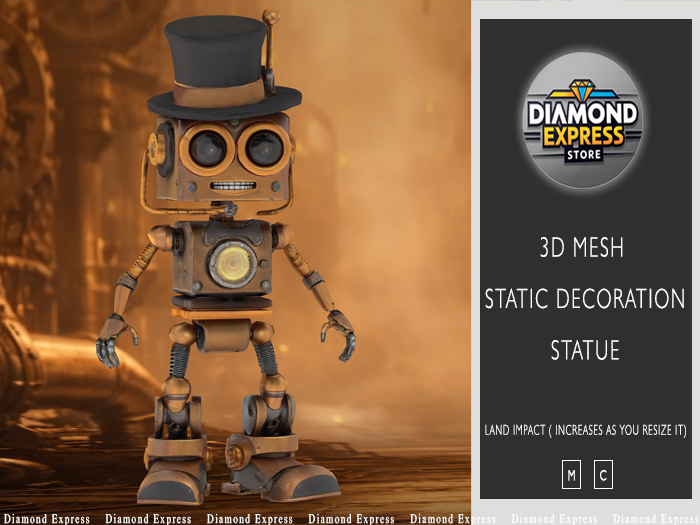 {DE} Presenter Steampunk Bot – 3D Mesh