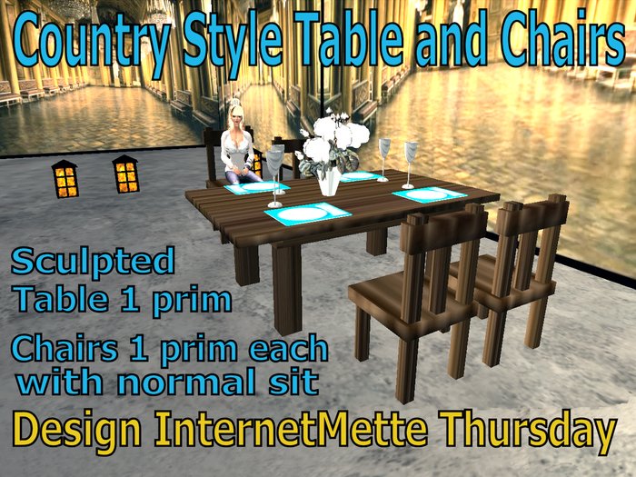 Country Style Dining Table and Chairs (dark oak brown) by InternetMette Thursday