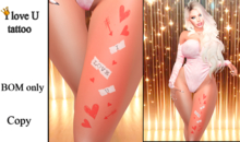 I Love U Thigh Tattoo - BOM Only