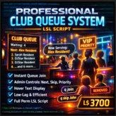 Professional Club Queue System v1.0 – Advanced LSL Waitlist Script with Admin Controls, Hover Display & Low-Lag Design