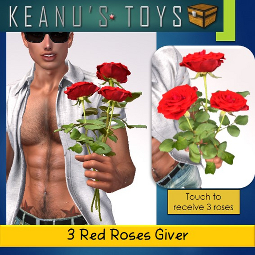3  Red Roses Giver Dispenser ADD/WEAR