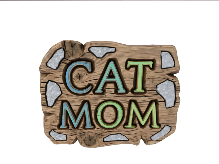 HB: Carved Cat Mom Sign FuLL PERM
