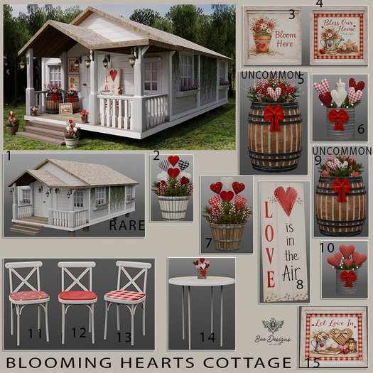 01 Bee Designs Blooming hearts cottage RARE
