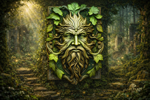 Green Man Painting – Nature Spirit Wall Art Decor